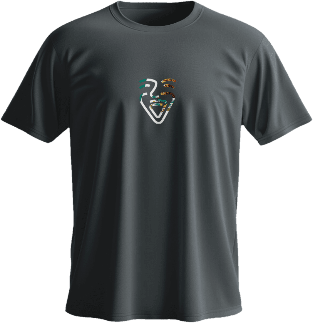 Anthrazitfarbenes OneFam-Shirt mit dem OneFam-Zeichen in mexikanischen Motiven